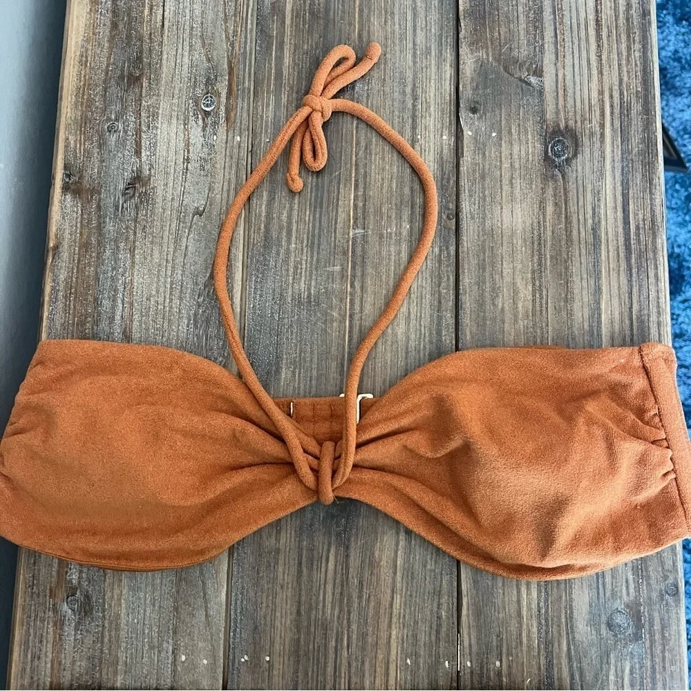 Forever 21 Orange/Brown Terry Clothes Two Piece Bikini Size Large NWOT
